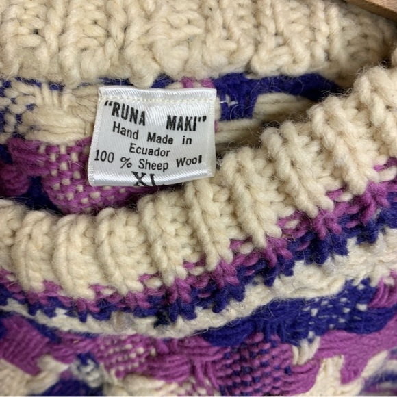 Runa maki vintage handmade sheep wool chunky knit sweater size XL - Picture 9 of 9